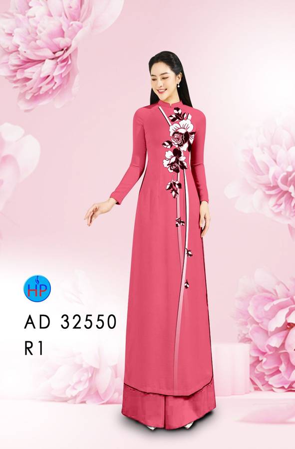 Vải Áo Dài Hoa In 3D AD 32550 2